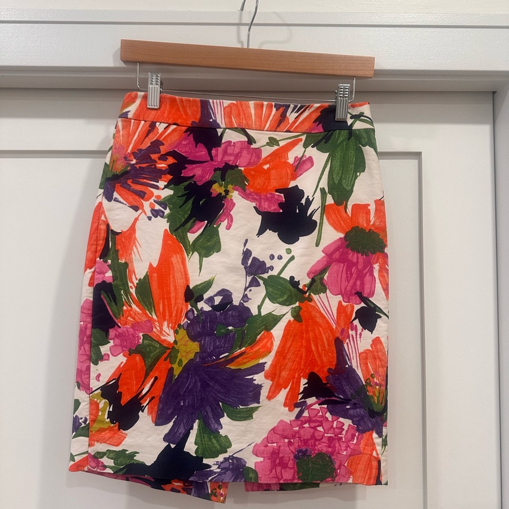 J. Crew Multicolor Floral Pencil Skirt